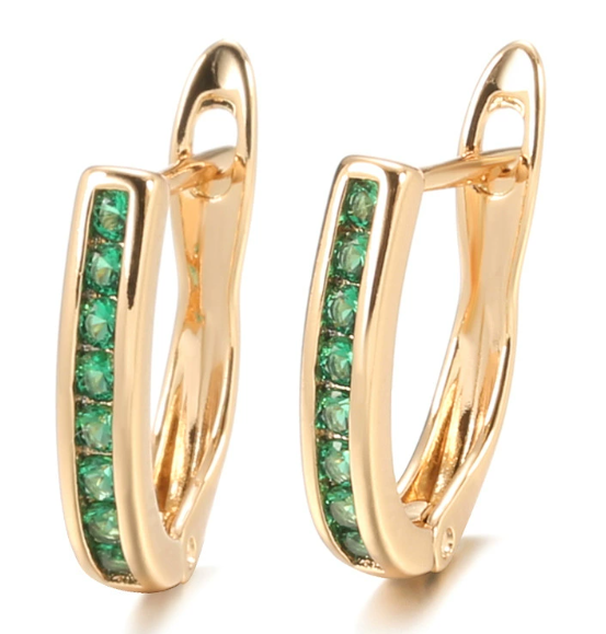 Cercei eleganți cu cristale verzi